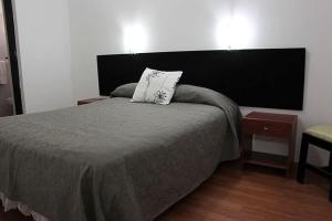 a bedroom with a bed with a pillow on it at Hotel TriNova in Santa Rosa