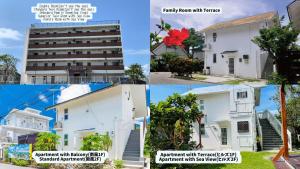 a collage of photos of a building at Yukurina Resort Okinawa in Motobu