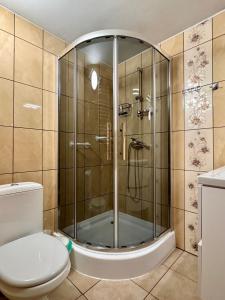 Kúpeľňa v ubytovaní Jaworowe Izby Apartamenty z balią z hydromasażem