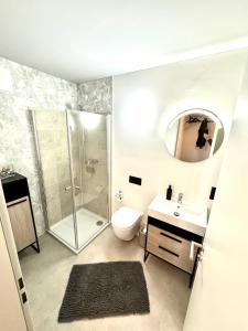 Koupelna v ubytování Ferienwohnung Markkleeberg Zentrum