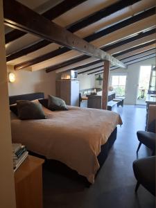 a bedroom with a large bed in a room at Kleine Buurt aan het Water in Lettelbert