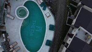 an overhead view of a swimming pool at Hotel Thethi in Theth