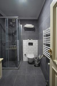a bathroom with a shower and a toilet at Modern Furnished Historical Building in Istanbul