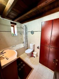 a bathroom with a toilet and a sink and a toilet istg at Traditional Cypriot House - Akapanou in Akapnou