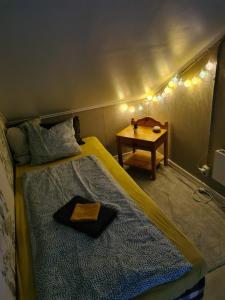 Postel nebo postele na pokoji v ubytování Arctic Circle Cabin