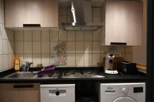 kuchnia ze zlewem i kuchenką górny piekarnik w obiekcie Villa les Lauriers w mieście Lioux