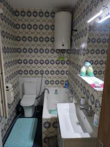 a small bathroom with a toilet and a sink at Apartmani Mislav in Slatine