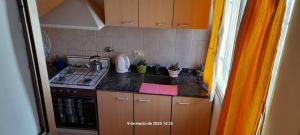 a small kitchen with a sink and a stove at El Lapacho in Paraná