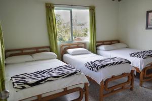 3 posti letto in una camera con finestra di Hotel Casa Verde Guatapé a Guatapé