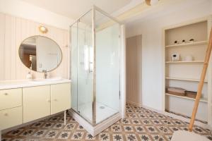 a bathroom with a shower and a sink at Maison Tendat in Albi +26 photos