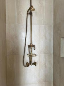a metal shower fixture on a wall in a bathroom at Ciel House - French style in Angaston +21 photos