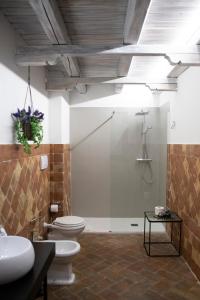ein Badezimmer mit Dusche, Toilette und Waschbecken in der Unterkunft Villa Domus Petra in Zagarolo + 33 Fotos