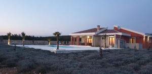 a house in the middle of a field with palm trees at Villa Melody Novalja in Novalja