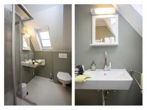 2 fotos de un baño con lavabo y aseo en Welcome in - vakantiewoningen in Winterberg met panoramisch uitzicht, en Winterberg 8 fotos más