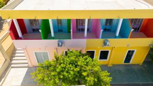 an overhead view of a lego house at Pousada Cores da Aldeia in Caraíva