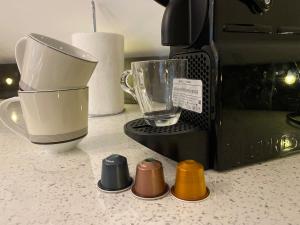 a kitchen counter with a coffee maker and a blender at Primrose Lodge in Maldon in Maldon