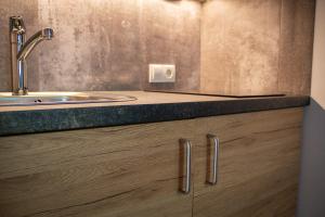 a bathroom with a sink and a counter at Holzmannhof in Flachau