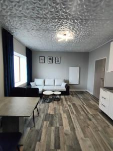 a living room with a couch and a table at 722 Slate Apartament Jedlina-Zdrój in Jedlina-Zdrój