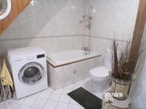 ein Badezimmer mit Waschmaschine und Toilette in der Unterkunft chambre chez l'habitant chez myriame in Eurville