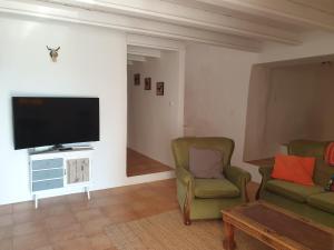 a living room with two chairs and a flat screen tv at Casa del Ciervo - Más que apartamentos in Cortijo Prados