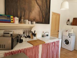 a kitchen counter with a sink and a washing machine at Casa del Ciervo - Más que apartamentos in Cortijo Prados
