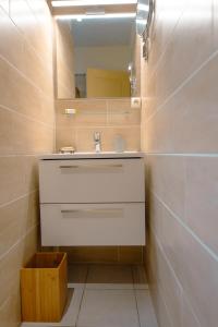 a bathroom with a sink and a mirror at Anse Caraïbes Appartement in Les Trois-Îlets +7 photos