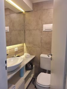 a bathroom with a toilet and a sink at Departamento monoambiente in La Plata