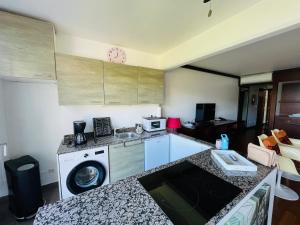 Kuchyň nebo kuchyňský kout v ubytování Coral suite vue sur mer