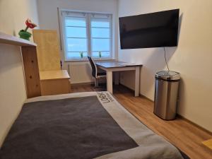 TV a/nebo společenská místnost v ubytování Einzelzimmer in ruhiger Lage --- Check-In mit Schlüsselkasten