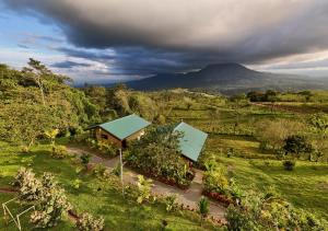 福尔图纳Valle Arenal的田野中房屋的鸟瞰图