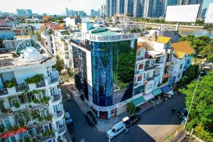 an overhead view of a building in a city at Sài Gòn Heat Hotel in Ho Chi Minh City