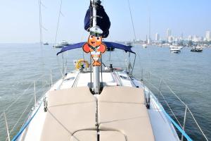 a boat with a cartoon character on the top of it at Sailing on Luxury Yacht in Mumbai