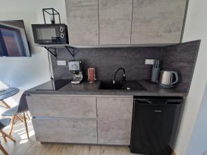 Kuchyň nebo kuchyňský kout v ubytování Moderní byt v Relax Vila Lipno u pláže Windy Point