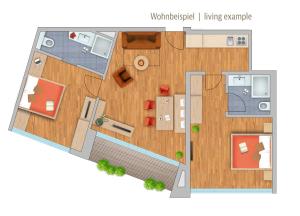 a plan of a floor plan of a room at Chalet Fliana Deluxe in Ischgl