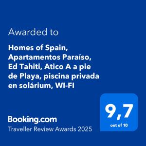 Kép Homes of Spain, Apartamentos Paraíso, Ed Tahiti, Atico A a pie de Playa, piscina privada en solárium, WI-FI szállásáról Verában a galériában