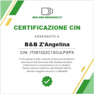 Certifikát, hodnocení, plakát nebo jiný dokument vystavený v ubytování B&B Z'Angelina