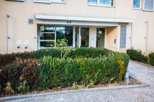 a building with a bush in front of it at Chic apart with bar in Paris in Saint-Denis