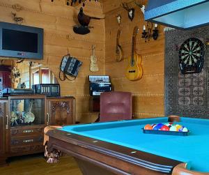 a room with a pool table and a tv at Rezydencja Zawoja in Zawoja