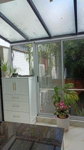 an orangery with plants and a table in a room at Shvili en Palermo in Buenos Aires