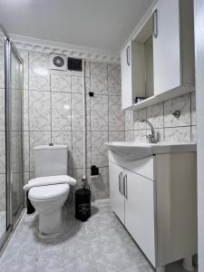 un baño con inodoro y lavabo en Ocean Hagia Sophia Apart Hotel, en Estambul 25 fotos más
