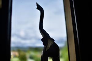a figurine of a cat standing in a window at B&B Villa Sabrina in Arezzo
