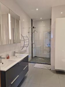 Koupelna v ubytování Grand 3 chambres quartier Pinède Juan