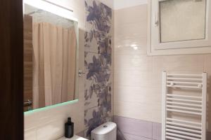 a bathroom with a shower with a toilet and a sink at Santa Marina 6 in Ioannina