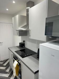 Η κουζίνα ή μικρή κουζίνα στο Cosy 2-bed flat, great location