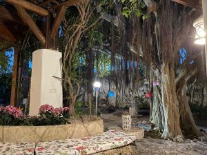 Habitación con un árbol con sofá y flores en Al giardino, en Taranto