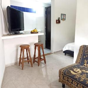TV a/nebo společenská místnost v ubytování Hostal CORALES