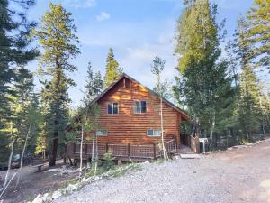 una cabaña de madera en medio de un bosque en Modern Family Cabin with Deck, BBQ, Views and Playroom, en Duck Creek Village