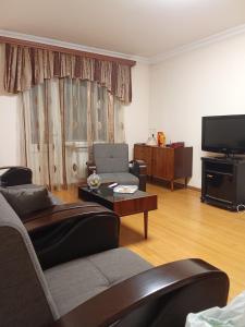 a living room with a couch and a tv at Sirik in Yerevan
