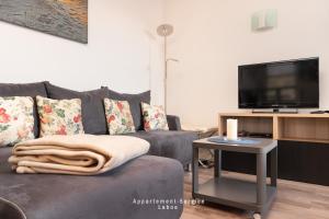 Μια τηλεόραση ή/και κέντρο ψυχαγωγίας στο Ferienwohnung Conrad's Cove