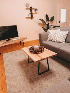 TV a/nebo společenská místnost v ubytování Zefix - Apartment im Bäderdreieck